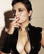 Bio page of Miss X smoking fetish model